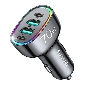 FLYLEAD 70W 4-Port Fast Car Charger