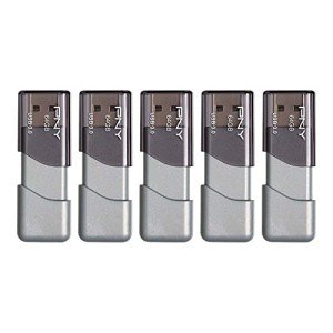 PNY 64GB Turbo Attaché 3 USB 3.0 Flash Drive, 5-Pack, Grey, P-FD64GX5TBOP-MP, 100MB/s, Light-Weight Durable - Data Storage and Transfer