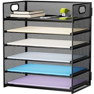 Marbrasse 6-Tier Black Mesh Paper Organizer