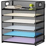 Marbrasse 6-Tier Black Mesh Paper Organizer