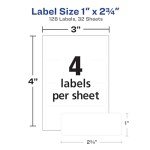 Avery Permanent Labels, 1"x2.75", White, 128 Count
