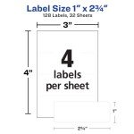 Avery Permanent Labels, 1"x2.75", White, 128 Count