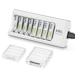 EBL Rechargeable AA/AAA Batteries with Smart Charger