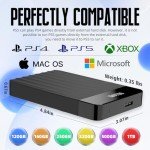 YOTUO Portable External Hard Drive 1TB Storage Expansion Mobile HDD USB 3.0 for PC, Mac, Desktop, Laptop, PS4, PS5, PlayStation, Xbox One X/S, Xbox 360, Xbox Series X/S, Office & Game (Black, 1TB)