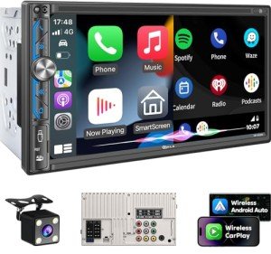 7" Wireless Double Din Car Stereo with Carplay