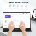 HotYeah Touch Screen Monitor, 15.6'' 1080P 10-Point Portable Monitor Touchscreen, USB-C HDMI HDR IPS Travel Monitor with Smart Cover & Speaker, Second External Monitor for Laptop PC Mac Phone Tablet