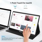 HotYeah Touch Screen Monitor, 15.6'' 1080P 10-Point Portable Monitor Touchscreen, USB-C HDMI HDR IPS Travel Monitor with Smart Cover & Speaker, Second External Monitor for Laptop PC Mac Phone Tablet