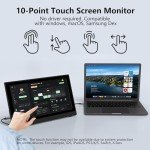 InnoView Portable Monitor Touchscreen 15.6" 1080P 10-Point Touch Screen Monitor Portable with Protective Sleeve Built-in Stand, 1200:1 HDMI USB C Travel Monitor for Laptop, PC, Mac, Phone, Switch