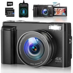 48MP 4K Digital Camera with 16X Zoom & Flip Screen