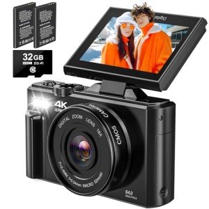 64MP 4K Vlogging Camera with Flip Screen & Zoom