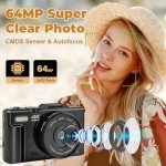 64MP 4K Vlogging Camera with Flip Screen & Zoom