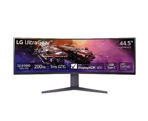 LG 45GR65DC-B 45-inch Ultragear Curved Gaming Monitor, QHD, 200Hz, 1ms, UltraWide Display, 32:9, AMD FreeSync Premium Pro, VESA DisplayHDR 600, HDMI 2.1 x2, DP, UBS x3, Tilt/Height/Swivel Stand Black