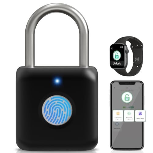 Smart Fingerprint Padlock with APP Unlock – Black