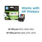 HP 902 Ink Cartridges 3-Pack: Cyan, Magenta, Yellow