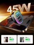 Fast 45W USB-C Car Charger with 4 Ports