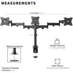 VIVO Adjustable Triple Monitor Mount for 24" Screens