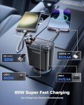 Retractable 69W Car Charger with Fast Charging Cables