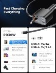 Retractable 69W Car Charger with Fast Charging Cables
