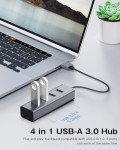 Antool 4-Port USB 3.0 Hub, Aluminum USB Splitter, 2ft Cable, 5 Gbps Data Transfer, USB Extender for Laptop, HDD, Pc, Mac, Mouse, Flash Drive, Keyborad (4-Port)