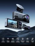 Icesky 3-Channel 4K Dash Cam with 64GB Card