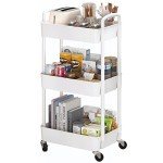 Sywhitta 3-Tier Rolling Utility Cart - White