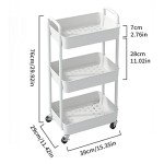 Sywhitta 3-Tier Rolling Utility Cart - White