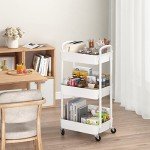 Sywhitta 3-Tier Rolling Utility Cart - White