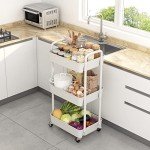 Sywhitta 3-Tier Rolling Utility Cart - White