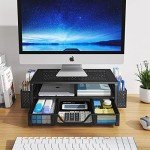 Stylish 2-Tier Metal Desk Monitor Stand - Black