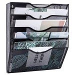 5 Pocket Wall-Mounted Mesh Organizer - Black