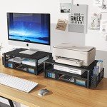 Stylish 2-Tier Metal Desk Monitor Stand - Black