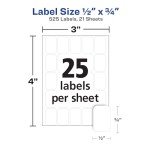 Avery Removable Labels 1/2" x 3/4", White