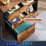 DEVAISE Mobile 3-Drawer Wood File Cabinet