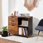 DEVAISE Mobile 3-Drawer Wood File Cabinet