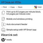 HP DeskJet 4155e Wireless Color Inkjet Printer