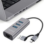 3-Port USB C Hub with Ethernet Adapter