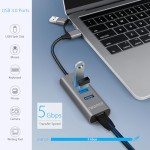 3-Port USB C Hub with Ethernet Adapter