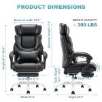 Ergonomic Office Chair with Footrest and Lumbar Pillow