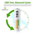 EBL 8-Pack 2800mAh AA Rechargeable Batteries
