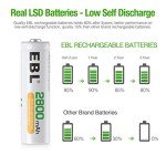 EBL 8-Pack 2800mAh AA Rechargeable Batteries