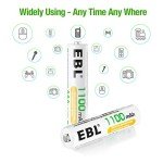 EBL 8 Pack AAA Rechargeable Ni-MH Batteries