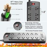 ALESTOR 12-Outlet Surge Protector with USB Ports