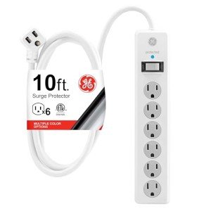 GE 6-Outlet Surge Protector with 10 Ft Cord