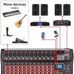 FULODE CT120S 12-Channel Bluetooth DJ Mixer