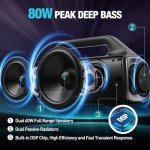 YIER 80W Waterproof Bluetooth Speakers with Subwoofer