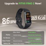 FITVII FINO 2 Slim Fitness Tracker with Blood Pressure, Blood Oxygen, 24/7 Heart Rate & Sleep Tracking, IP68 Waterproof Activity Trackers and Smart Watches with Step Counter, Pedometer for Women Men