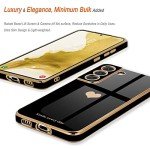 Teageo for Samsung Galaxy S22 5G Case for Women Girl Cute Love-Heart Luxury Bling Soft Back Cover Raised Full Camera Protection Bumper Silicone Shockproof Phone Case for Galaxy S22 5G, Black