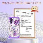 Hocase for Galaxy A15 5G Case, Heavy Duty Shockproof Protection Soft Silicone Rubber Bumper+Hard Plastic Hybrid Protective Case for Samsung Galaxy A15 5G (6.5") 2024 - Lavender Flowers