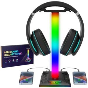 CybJoy RGB Gaming Headset Stand with USB Charging