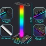 CybJoy RGB Gaming Headset Stand with USB Charging